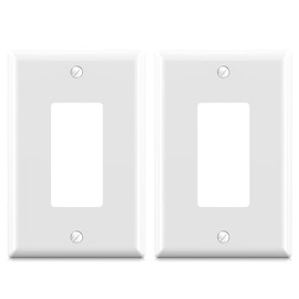 ELEGRP Large Size Outlet Covers Wall Plates, 1-Gang Decorative Electric Outlet Covers, Unbreakable Polycarbonate Faceplates for Decorator Device, UL Listed, Screws Included (2 Pack, Glossy White)