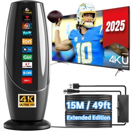 2025 Upgraded TV Savior:Your Signal Catcher.49-Feet ultra-long TV Antenna Indoor.TV antenna Outdoor with amplifier.All Smart and Old TVs Support 4K HD Reception of Various Local Channels.(1800+ miles)