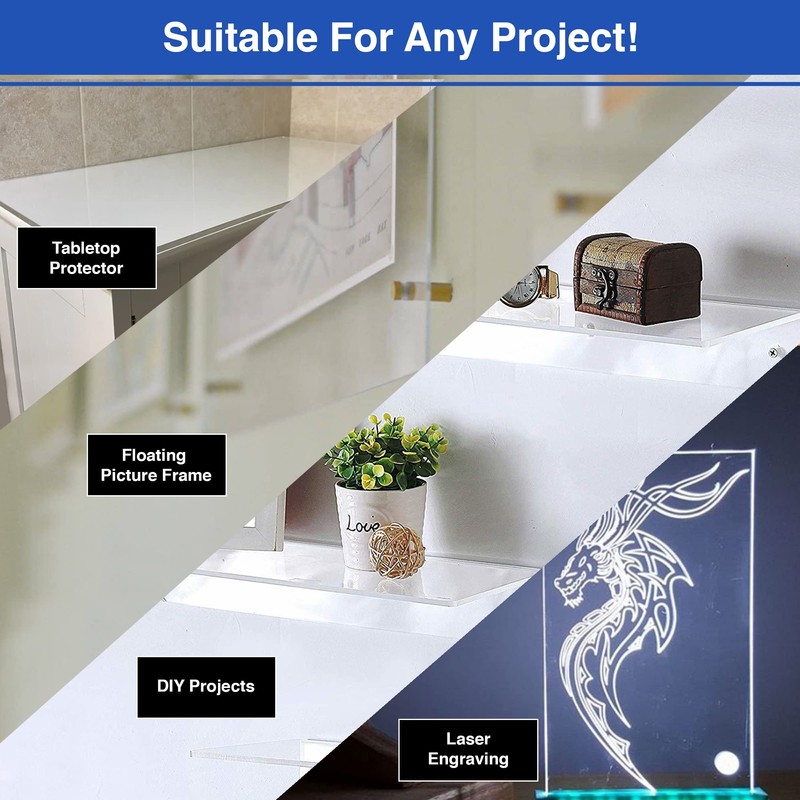 Duco Clear Custom Cut to Size Plexiglass Sheets 1/8 Inch