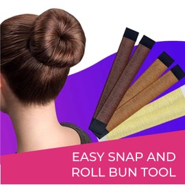 Hawwwy Premium 3 Piece Hair Bun Maker, Snap-and-Roll Bun Hair Tool- Magic Bun Tool, Perfect Bun Makers Hair Pins French Twist Donuts for Updos Kids - 3 Pack mix of Yellow, Light Brown and Dark Brown
