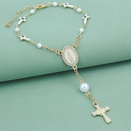 Car Rearview Mirror Cross Pendant, Car Rearview Mirror Hanging Ornament, Car Interior Decoration Accessories for Women & Men:_White_2pcs