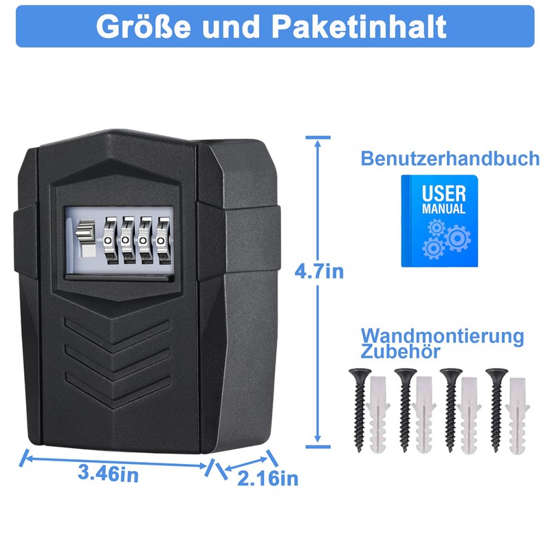 ZHEGE Key Safe with Number Code Outside, Key Safe Car,