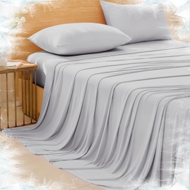 HCORA Cooling Sheets for Hot Sleepers - Arc-Chill Q-Max >0.5 Cooling Bed Sheets Twin Size with 16" Deep Pocket - Soft & Breathable Cooling Sheet Set (Light Grey)