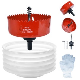 4.25 Hole Saw for Recessed Lights, 4-1/4Inch Hole Cutter with Dust Bowl Catcher for Led Recessed Lighting 4-1/4" Inch and Wood Metal Drywall, Bi-Metal Construction