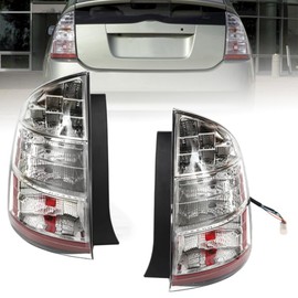 Tsomony - 1 Pair For 2004 2005 2006 2007 2008 2009 Toyota Prius Hatchback Left+Right Side Rear Tail Lights Brake Lamps Black Housing Replacement Driver&Passenger Side Clear Lens