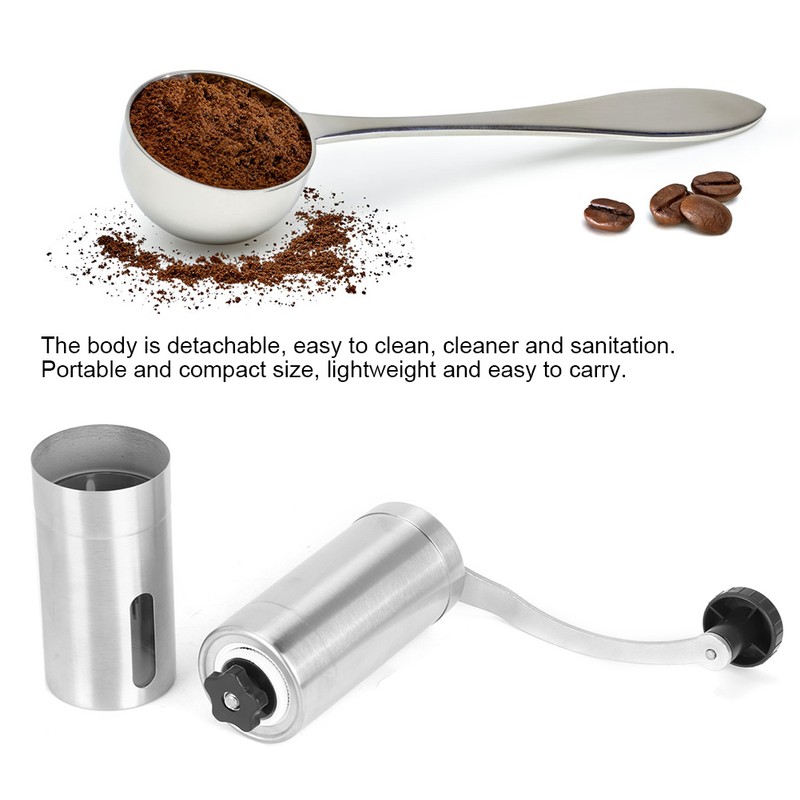 Portable Stainless Steel Manual Coffee Grinder Hand Crank Mill Grinding