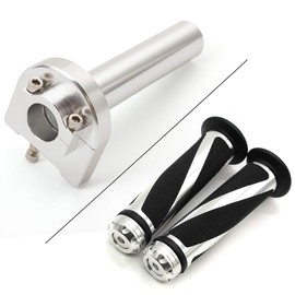 Krace Motorcycle 7/8" Handle bar Hand Grips with Anodized CNC Quick Twist Throttle Tube Motorized Lever Control