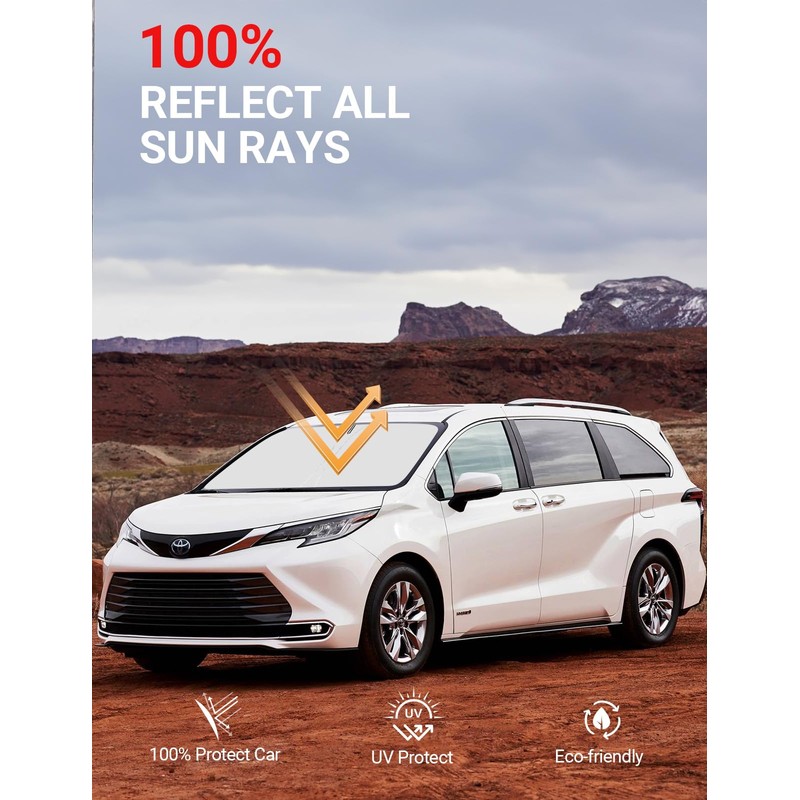 Parasol plegable para parabrisas delantero, ajuste personalizado, para Toyota Sienna
