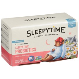 Celestial Seasonings Sleepytime Wellness Tea Plus Probiotics, Caffeine Free, 18 Tea Bags Box