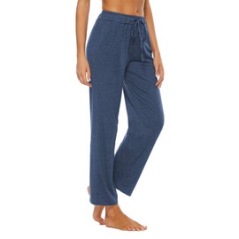 BATHRINS Womens Comfy Lounge Pants Loose Yoga Pants Drawstring Soft Pajama Pants with Pockets Blue