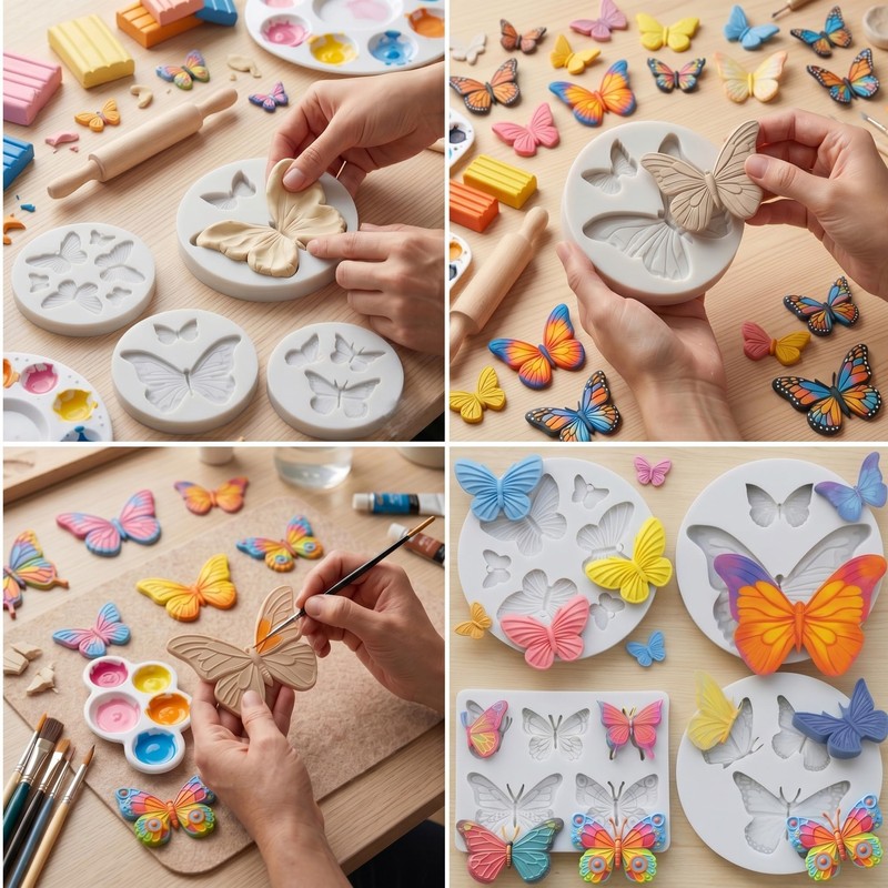 Butterfly Silicone Molds Butterfly Polymer Clay Mold Set of 4