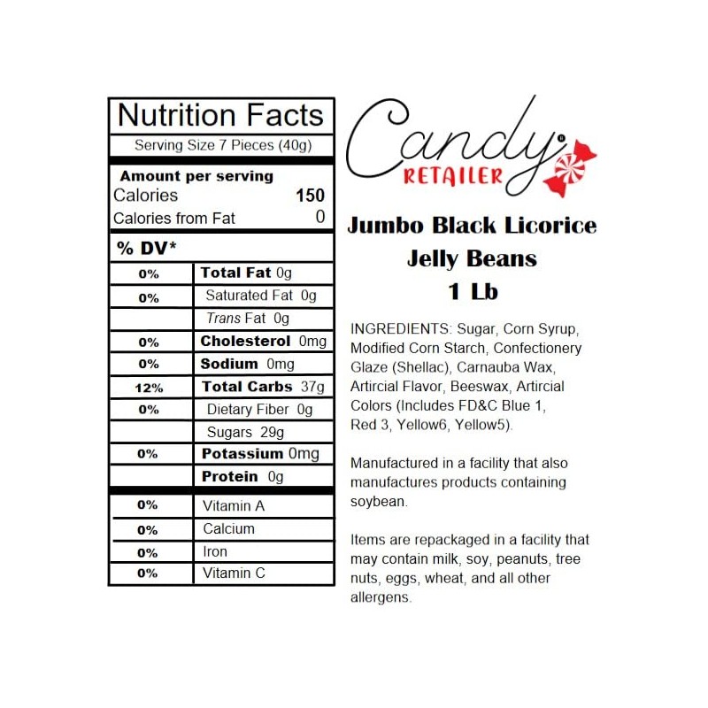 Candy Retailer Jumbo Jelly Beans (1 Lb, Black Licorice)