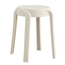 18 Inch Plastic Stack Stool (Set of 6) - Round Stackable Chair for Students, Indoor, Outdoor, Home, Office, Classroom - Waterproof, Portable, Beige