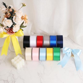 1-1/2 Inch X 25 Yards Single Face Solid Color Satin Ribbon Roll, Ribbons Great for Gift Wrapping, Crafts, Wedding Party Decoration, Hair Bows Making and Other Sewing Projects