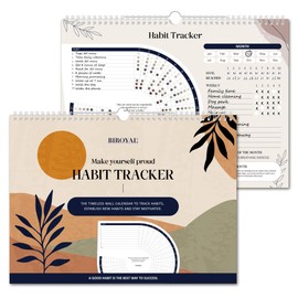 BIROYAL Habit Tracker Calendar (Undated 12 Month), Daily Weekly and Monthly Habit Tracker Journal, Spiral Binding with Writable Goals Habits Track, Productivity Tool and Workout Calendar