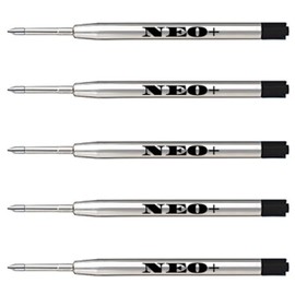Quality Ballpoint Pen Refills, Medium Point. Compatible with Parker Ball Pen. G2 Style Refill (5 x Black Ink)