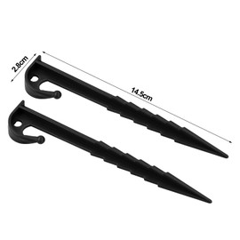 Kioiner 20 Pcs Plastic Tent Pegs, 5.7inch Tent Stakes Durable Ground Tent Pegs Camping Caravan Pegs Outdoor Yard Ground Anchor for Garden Outdoor Camping Tents Awning Weed Mat Hammocks Canopy Stakes Garden Netting (Black)