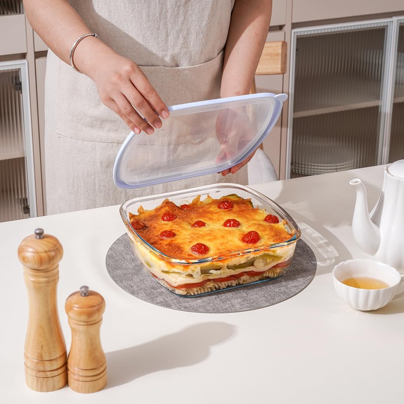 NUTRIUPS Glass Baking Dish with BPA Free Lids, Square Baking