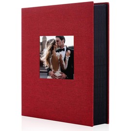 Artmag 4x6 300 Photos Linen Album Large Capacity Fabric Album for Family Wedding Anniversary Holds 300 Horizontal Photos (300 Pockets, Red)