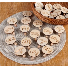 HOUISM Size Divider Baby & Clothes Organiser Made of Wood, Pack of 27 Size Clips with Engraving (50-122), with Storage Box for Order in the Wardrobe