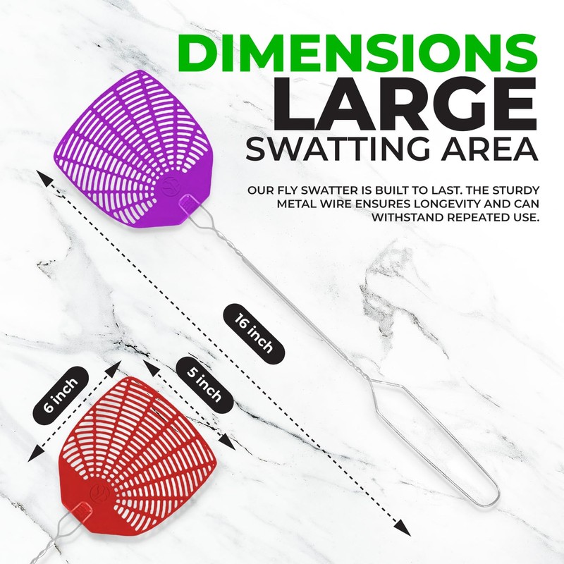 Supreme Bug & Fly Swatter 6-Pack – Braided Metal Handle