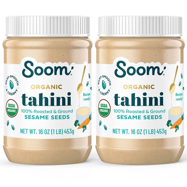 Soom Foods Ground Organic Sesame Tahini Paste 16oz (2 Pack)