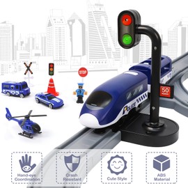 LZDMY Railway Children's Electric Car Racing Track Set Toy, 67 Pieces Children's Toy Train Compatible with Brio Rails Christmas Easter Birthday New Year Gift for 3 4 5 Years Boys Girls