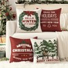 MIULEE Christmas Tree Reindeer Wreath Pillow Covers Red Plaid Throw