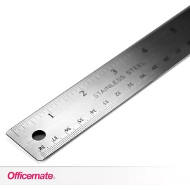 Officemate Classic Stainless Steel Metal Ruler 15" Metric Silver 66612
