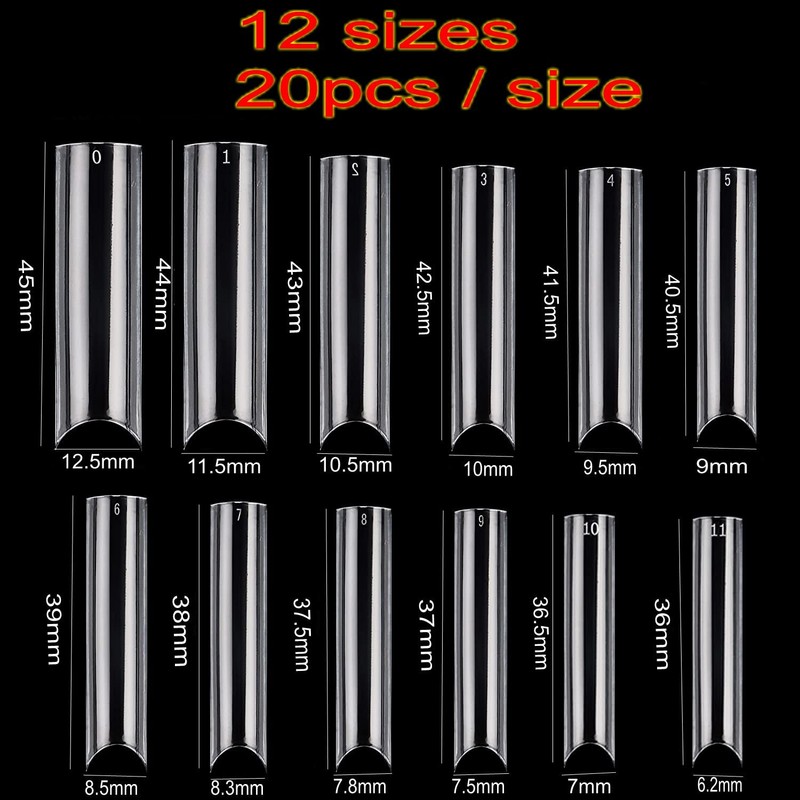 JZK 240x Clear C Curve Half Cover Square Nail Tips