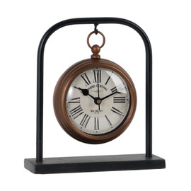 NIKKY HOME Small Retro Desk Clock, Silent Non-Ticking Classic Battery Operated Decorative Table Mantel Shelf Clock for Living Room
