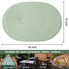 AHHFSMEI Placemats Set of 8 for Dining Table Washable Woven Vinyl Non-Slip 18x12 inches Placemat Heat-Resistant Durable Table Mats for Dining Table Easy to Clean (Fog Green, 8)