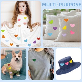62 Pcs Colorful Embroidered Iron on Heart Patches Hearts Iron on Patches Mini Tiny Fabric Heart Sew on Patch,Hearts Embroidered Patch for Clothes Dress Pant Hats Backpack