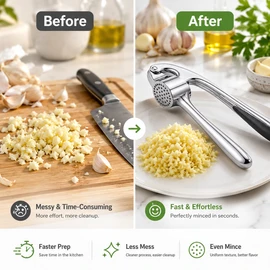 Garlic Press for Quick Kitchen Prep – Easy-Squeeze Garlic Mincer & Crusher for Cooking, Ginger & Herbs