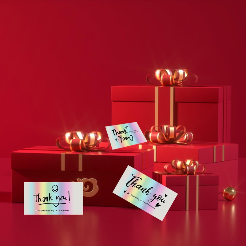 120Pcs Thank You Cards, Holographic Rainbow Thank You Cards, Thank