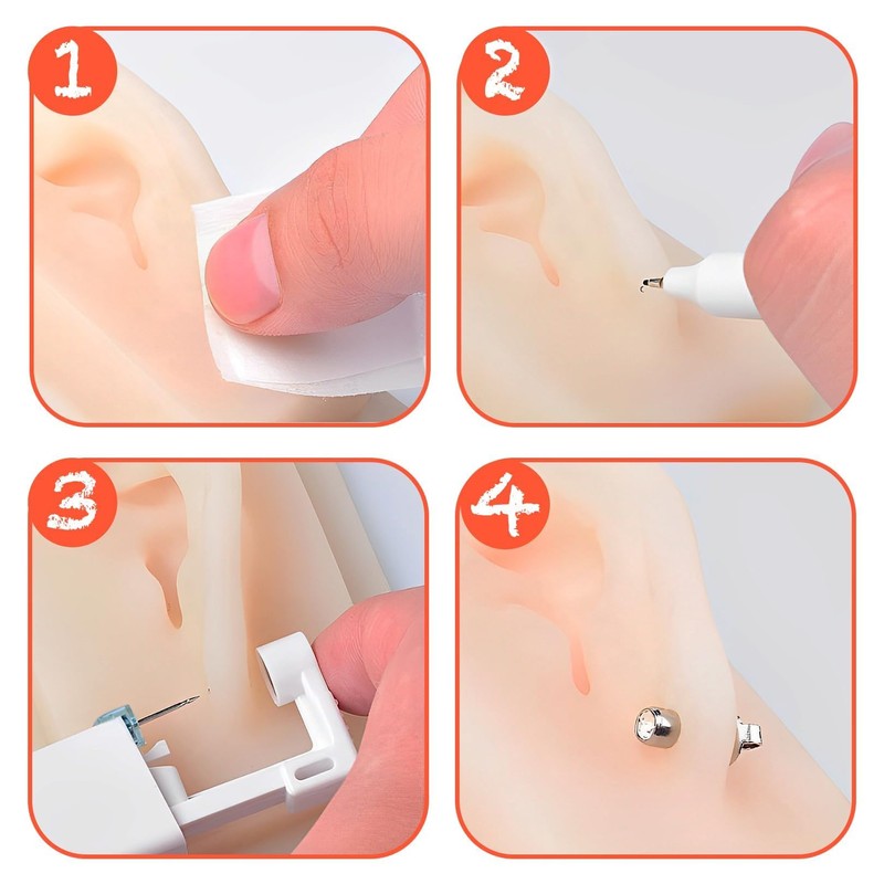 VNIDJGB 2 Pcs Ear Piercing Kit,Painless Safety Self Ear Piercing