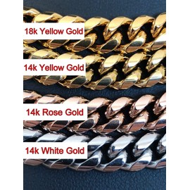 HarlemBling Men's Miami Cuban Link Chain 14k 18k Yellow Gold White Or Rose Gold Plated Stainless Steel 8-18mm Thick (Rose Gold 8mm, 24)