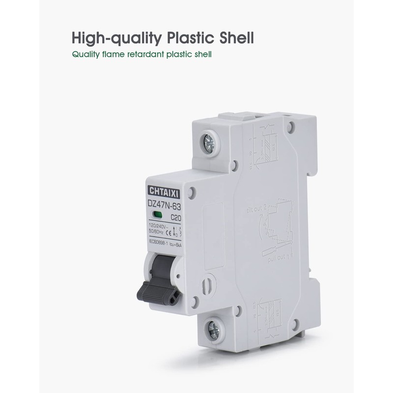 Chtaixi AC Miniature Circuit Breaker, 10 Amp 120V/240V 1 Pole