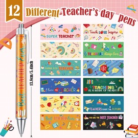 Cholemy 48 Pieces Teacher Appreciation Pens Teacher Appreciation Gifts Ballpoint Pens Bulk Greeting Teacher Pens Inspirational Teacher Appreciation Ink Pen for Teacher School Office Supplies