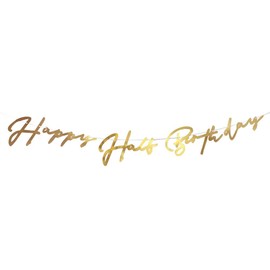 regalo Half Birthday Letter Banner Garland Decoration Happy Birthday Happy Birthday HAPPY HALF BIRTHDAY Cursive Anniversary (Gold Flow)