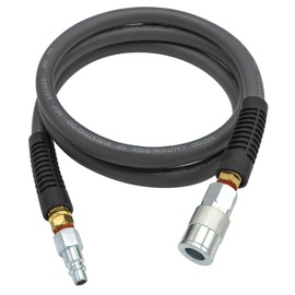 YOTOO Hybrid Lead-in Air Hose 1/2-Inch by 6-Feet 300 PSI Heavy Duty, Lightweight, Kink Resistant, All-Weather Flexibility with 3/8" Industrial Quick Coupler and Plug, Gray