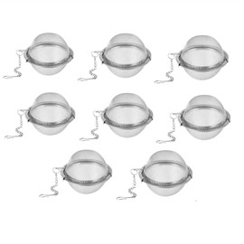 SAHENITEANA Stainless Steel Tea Strainer Infuser Balls Fine Mesh Tea Filter with Extended Chain and Hook, Leaf Tea Strainer for Loose Tea Leaves (8Pack-2inch)