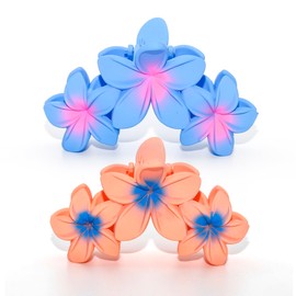Mtandyx Hair Clips for Women,Fashion Cute Hair Clips,Her Gift-Hair Accessories,4.3 Inch Large Hair Claw Clips for Women,Claw Clip for Thick Hair,2Pcs Flower Hair Clips Blue/Pink
