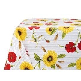 BIANCHERIAWEB 100% Cotton Tablecloth for Kitchen - Made in Italy - Sunflowers - 140 x 240 cm - Sunflowers