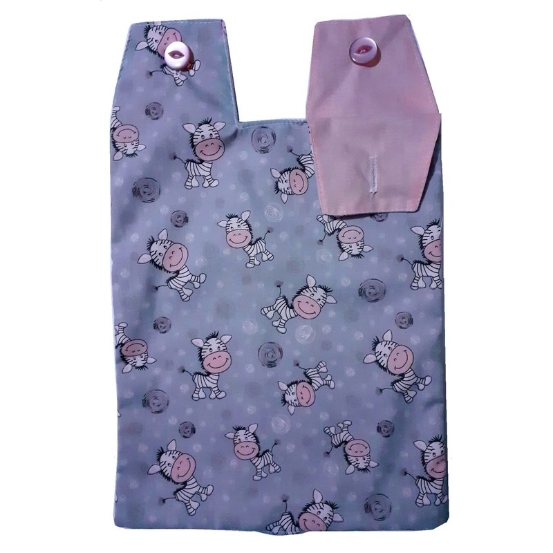 Catheter Night Bag Holder, Cover .100% Cotton. Cute Zebra Pattern.