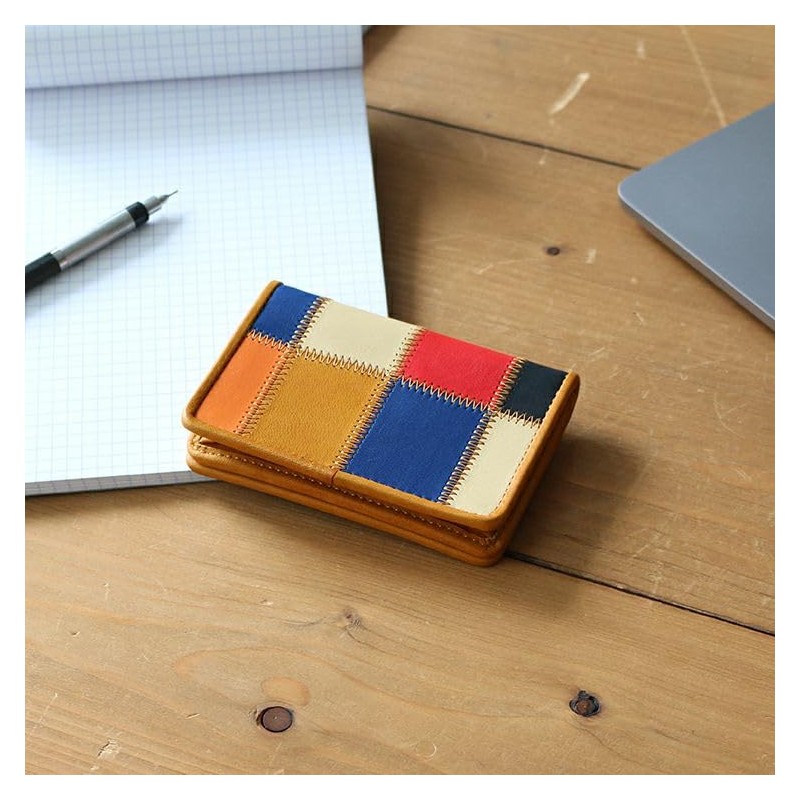 Trion DPC808MTW Card Case, Multi-Color, Genuine Leather, Business Card Holder,