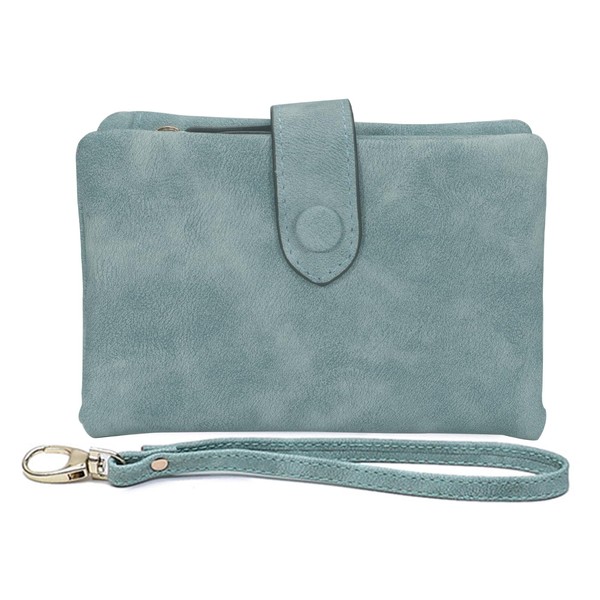 Huakaile Portable Wallet for Women with Wrist Strap, Soft PU