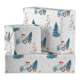 Hunts England - 2 Sheets Of Fun Christmas Polar Bear Wrapping Paper For Him Or Her - Includes 2 Gift Tags - Festive Collection - Premium Xmas Gift Wrap For Boys, Girls, Kids, Men, Women, etc.