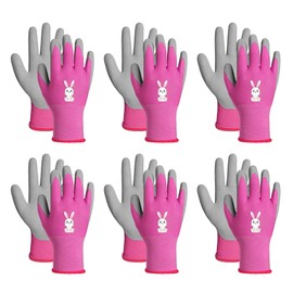 Schwer 6 pairs Kids Gardening Glove, Toddler Yard Work Gloves, Rubber Non-Slip Safety Work Gloves for Kids, Youth, Fishing, Cycling and Gardening Tools,pink