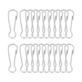 PATIKIL 20pcs 40x12.8x3.2mm Stainless Steel 304 Spring Snap Hook Metal Clip Clasps Keychain Key Ring ID Card Shower Curtain Silver